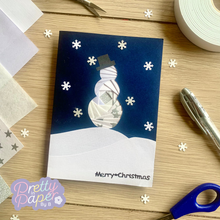 Load image into Gallery viewer, Snowman Iris Folding Pattern PDF & SVG | Snow Man Beginner Printable Download | Cut File | Card Making Template