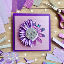 Load image into Gallery viewer, Daisy Flower (Half) Iris Folding Pattern Template PDF & SVG | Flower Intermediate Printable Download | Cut File | Card Making