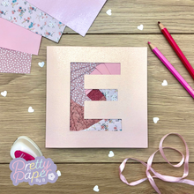 Load image into Gallery viewer, Letter E Iris Folding Pattern PDF & SVG | Alphabet Intermediate Download | Cut File | Card Making Template