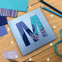 Load image into Gallery viewer, Letter M Iris Folding Pattern PDF & SVG | Alphabet Beginner Iris Folding Pattern Download | Cut File | Card Making Template