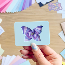 Load image into Gallery viewer, Blue magnet with purple iris fold butterfly