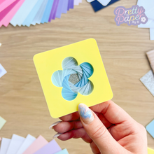 Load image into Gallery viewer, yellow magnet with blue iris fold flower