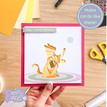 Load image into Gallery viewer, ginger iris fold kitten on pink card