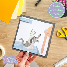 Load image into Gallery viewer, grey iris fold kitten card