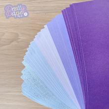 Load image into Gallery viewer, Lavender Dreams Paper Pack A5, 30 Sheets | Plain, Pearlised & Sparkle Paper Pad | Blue Purple Craft Paper