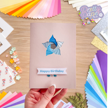 Load image into Gallery viewer, Blue iris fold lily on pink card