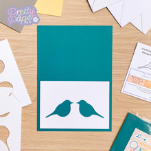 Load image into Gallery viewer, love bird aperture on teal card