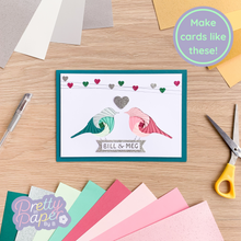 Load image into Gallery viewer, Love Birds Aperture Card (Pack of 3) | 3 x Apertures, Coloured Card Blanks & Envelopes | Wedding Anniversary Engagement Valentine