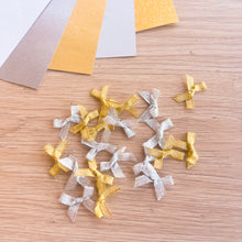 Load image into Gallery viewer, Ribbon Bow Craft Embellishments 6-7mm wide | Silver Gold Green Red Multicoloured | 20 per pack