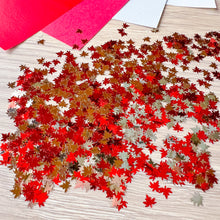 Load image into Gallery viewer, Canadian Glow Maple Leaf Sequin Embellishments, 800 pcs (approx.) | Red, Silver