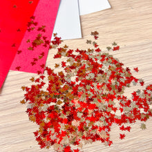 Load image into Gallery viewer, Canadian Glow Maple Leaf Sequin Embellishments, 800 pcs (approx.) | Red, Silver