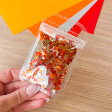 Load image into Gallery viewer, Hello Autumn Maple Leaf Sequins Embellishments, 800 pcs (approx.) | Orange, Red, Silver