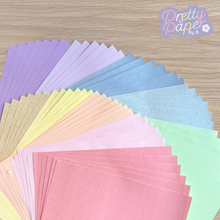 Load image into Gallery viewer, Marshmallow Pastel Paper Pack A5, 60 Sheets | Plain, Sparkle & Pearlised Paper Pad | Salmon, Pink, Yellow, Lilac, Purple, Green, Blue Craft Paper