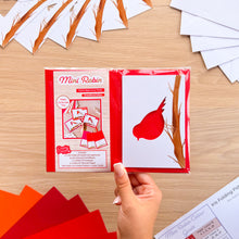 Load image into Gallery viewer, Mini Robin Card aperture pack set contains six apertures, six card blanks, six envelopes and an iris fold pattern and guide.