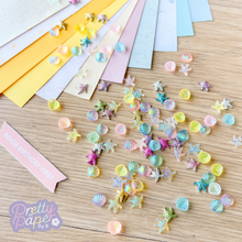 Load image into Gallery viewer, 100 card making embellishments - shell and starfish