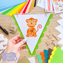 Load image into Gallery viewer, Jungle Animal Iris Folding Bunting Kit | Monkey Tiger Panther Parrot Beginner Craft Kit | Discontinued