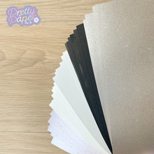 Load image into Gallery viewer, Moonlight Shadows Paper Pack A5, 30 Sheets | Plain & Sparkle Paper Pad | Silver Grey Black White Craft Paper