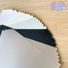 Load image into Gallery viewer, Moonlight Shadows Paper Pack A5, 30 Sheets | Plain & Sparkle Paper Pad | Silver Grey Black White Craft Paper