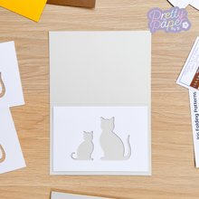 Load image into Gallery viewer, Mother Cat and Kitten aperture on silver grey card