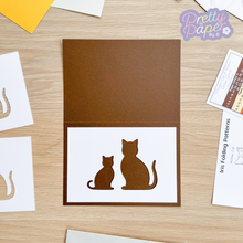 Load image into Gallery viewer, Mother Cat and Kitten aperture on brown card