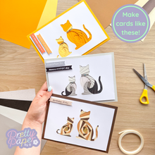 Load image into Gallery viewer, Three iris fold Mother Cat and Kitten cards