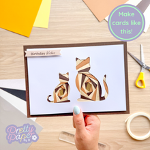 Load image into Gallery viewer, Brown iris fold Mother Cat and Kitten card
