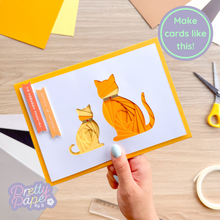 Load image into Gallery viewer, Ginger iris fold Mother Cat and Kitten card