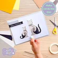 Load image into Gallery viewer, Grey iris fold Mother Cat and Kitten card
