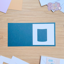 Load image into Gallery viewer, aperture on teal card blank