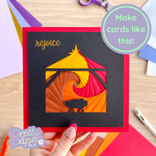 Load image into Gallery viewer, Make cards like this - red nativity silhouette card