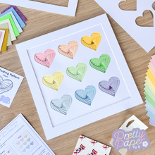 Load image into Gallery viewer, Nine hearts iris folding wall art kit pastel edition
