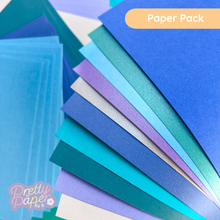 Load image into Gallery viewer, 10 shades of gorgeous rich blue, green, silver and purple papers