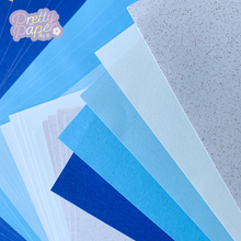 Load image into Gallery viewer, Ocean Waves Blue Paper Pack A5, 30 Sheets | Plain, Pearlised & Sparkle Paper Pad | Craft Paper Collection