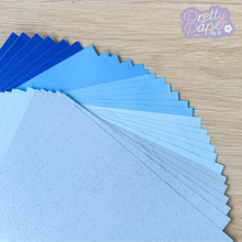 Load image into Gallery viewer, Ocean Waves Blue Paper Pack A5, 30 Sheets | Plain, Pearlised & Sparkle Paper Pad | Craft Paper Collection