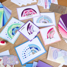 Load image into Gallery viewer, Six cards made with the Over the Rainbow card kit
