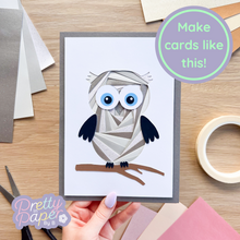 Load image into Gallery viewer, Make cards like this - silver grey owl
