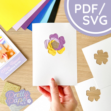 Load image into Gallery viewer, Pansy Iris Folding Pattern Mini PDF & SVG | Beginner Printable Download | Cut File | Card Making Template