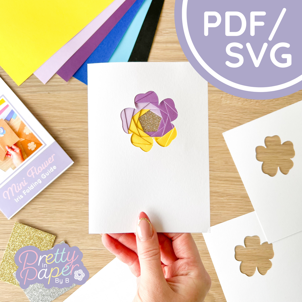 Pansy Iris Folding Pattern Mini PDF & SVG | Beginner Printable Download | Cut File | Card Making Template