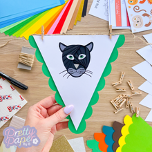 Load image into Gallery viewer, Jungle Animal Iris Folding Bunting Kit | Monkey Tiger Panther Parrot Beginner Craft Kit | Discontinued