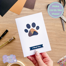 Load image into Gallery viewer, iris fold paw print card