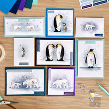 Load image into Gallery viewer, Penguins and Polar Bears Card Making Kit | Intermediate iris folding craft kit | Snowy Polar Animals