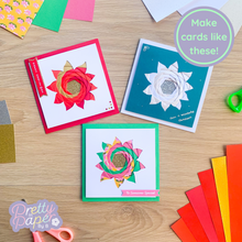 Load image into Gallery viewer, Make cards like these - three iris folding poinsettia cards