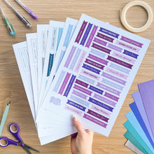 Load image into Gallery viewer, Frosty Christmas Sentiments Pack | Multicolour Card-making Embellishments | 258 x Printed Greetings, 6x A4 Sheets