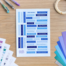 Load image into Gallery viewer, Frosty Christmas Sentiments Pack | Multicolour Card-making Embellishments | 258 x Printed Greetings, 6x A4 Sheets