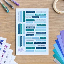 Load image into Gallery viewer, Frosty Christmas Sentiments Pack | Multicolour Card-making Embellishments | 258 x Printed Greetings, 6x A4 Sheets