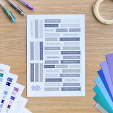 Load image into Gallery viewer, Frosty Christmas Sentiments Pack | Multicolour Card-making Embellishments | 258 x Printed Greetings, 6x A4 Sheets