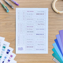 Load image into Gallery viewer, Frosty Christmas Sentiments Pack | Multicolour Card-making Embellishments | 258 x Printed Greetings, 6x A4 Sheets