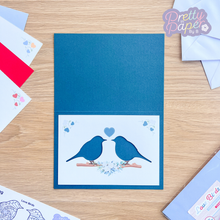 Load image into Gallery viewer, Love bird aperture on teal card