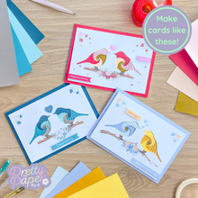 Load image into Gallery viewer, Make cards like these - three iris fold love birds cards