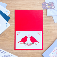Load image into Gallery viewer, Love bird aperture on red card
